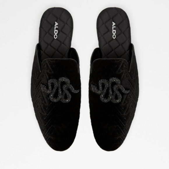 NWOB Aldo Squamo Backless Velvet Loafer Rhinestone Snake main image 6